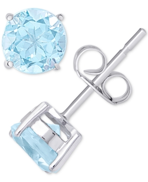 image of Blue Topaz Solitaire Stud Earrings (2 ct. t.w.) in Sterling Silver