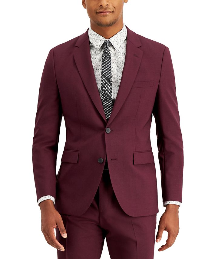 HUGO Men's Modern Fit Wine Suit Jacket - Macy's