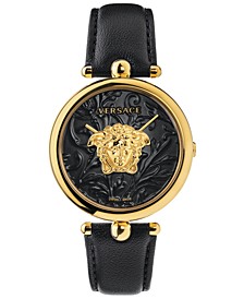 Women's Swiss Palazzo Empire Barocco Black Leather Strap Watch 39mm
