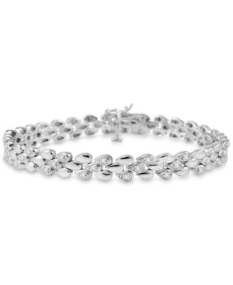 Macy's Diamond Link Bracelet (1/4 Ct. T.w.) In Sterling Silver - Macy's