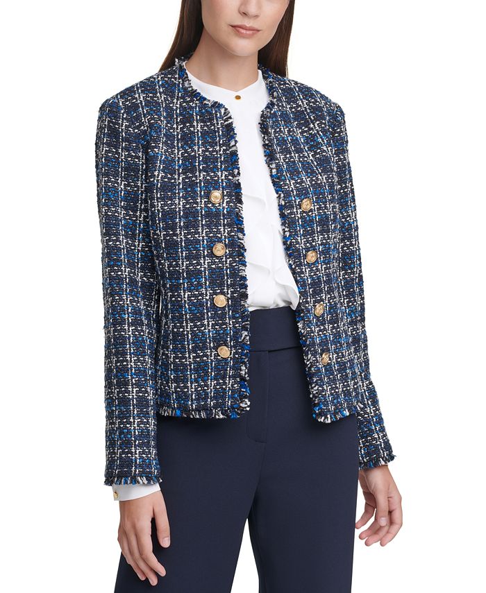 Calvin Klein Tweed Cropped Jacket, Regular & Petite Sizes & Reviews ...