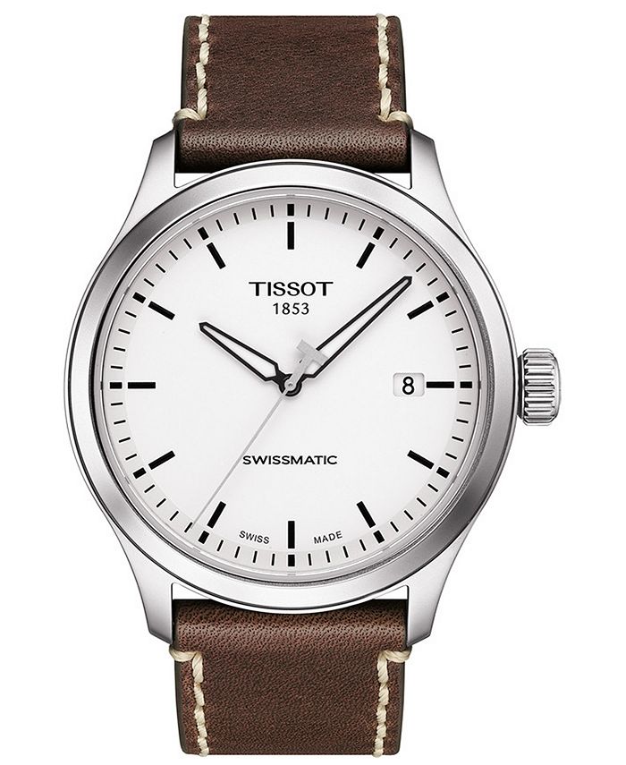 Tissot - Men's Swiss Automatic Gent XL Swissmatic Brown Leather Strap Watch 43mm