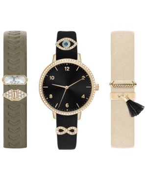 image of Jessica Carlyle Women-s Interchangeable Strap & Sliding Charm Watch 30mm Gift Set