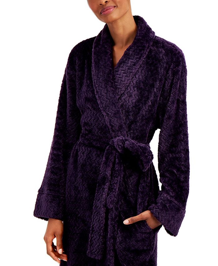 Charter Club Plush Zigzag Long Cozy Plush Wrap Robe, Created for Macy's