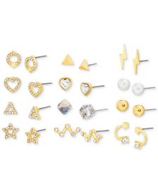 Gold-Tone 12-Pc. Set Crystal & Imitation Pearl Assorted Earrings