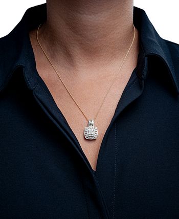 Wrapped in Love - Diamond Cushion Cluster 20" Pendant Necklace (1 ct. t.w.) in 14k Gold