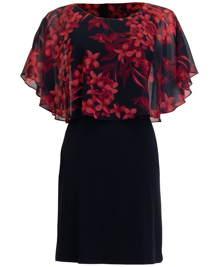 cape overlay chiffon gown