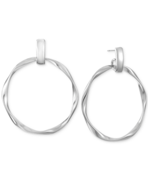 image of Alfani Silver-Tone Wavy Drop Hoop Earrings, Created for Macy-s
