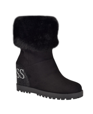 image of Guess Women-s Paulie Lug Sole Wedge Boots Women-s Shoes