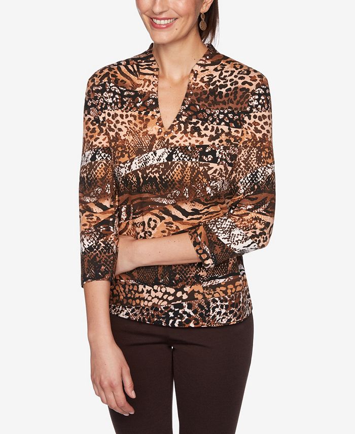Ruby Rd. Ruby Road Women's Ombre Snake Print Top - Macy's