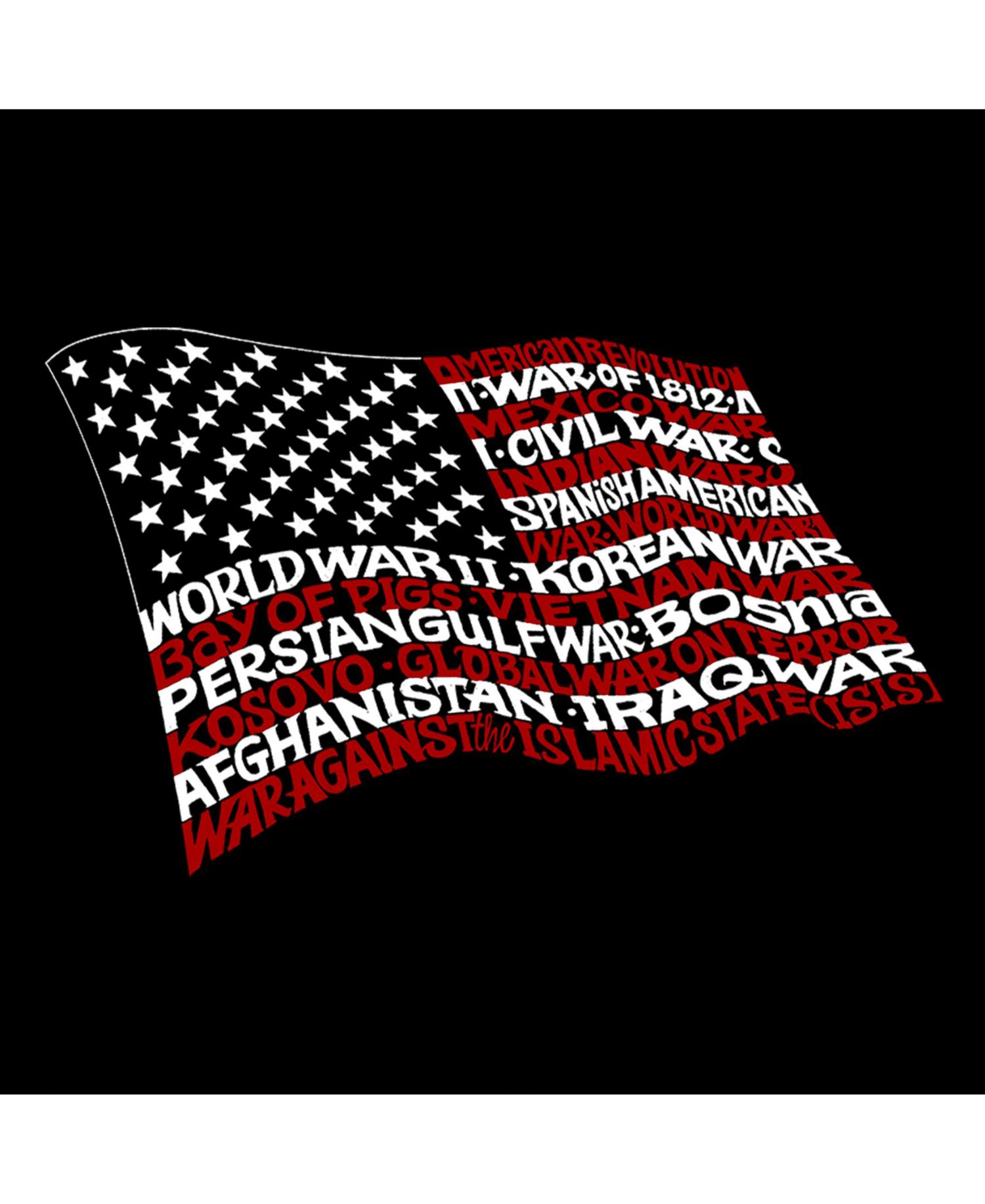 Men's Cotton/Poly Blend Word Art American Wars Tribute Flag T-shirt