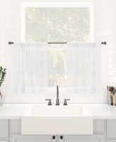 Clean Window Textured Slub Stripe Dust Resistant Sheer Cafe Curtain Pair, 52