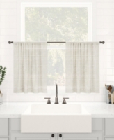 Clean Window Textured Slub Stripe Dust Resistant Sheer Cafe Curtain Pair, 52