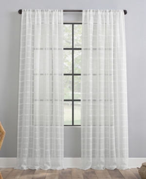 Clean Window Windowpane Plaid Dust Resistant Sheer Curtain Panel, 50" X 84" In White