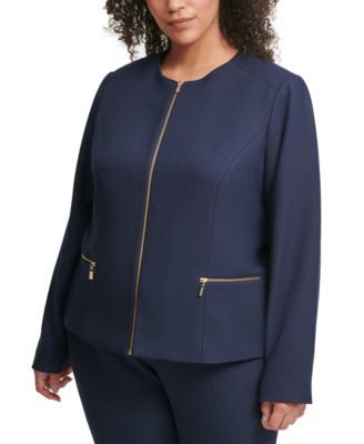 plus size collarless jackets