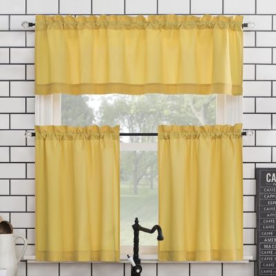 Martine Microfiber Semi-Sheer Rod Pocket Kitchen Curtain Valance and Tiers Set