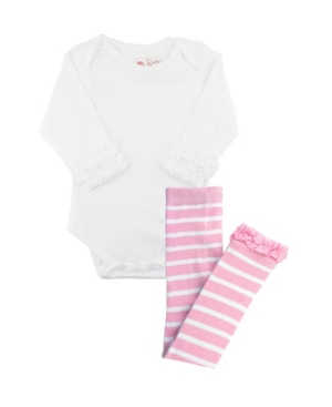 RuffleButts Baby Girls Bodysuit and Stripe Tight Set