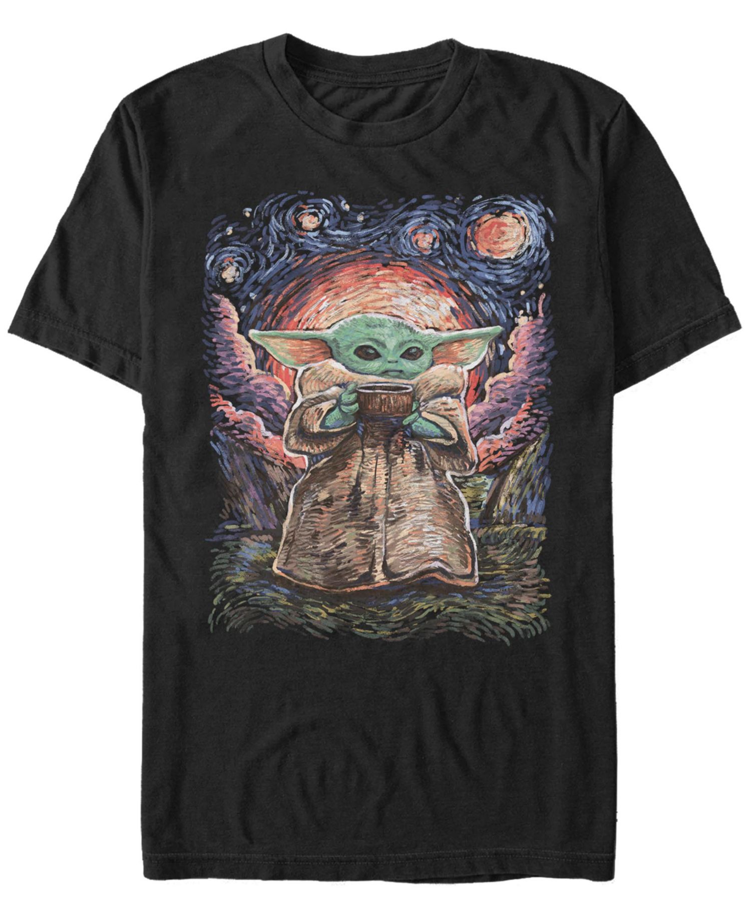 Men's Star Wars Mandalorian Sipping Starries Short Sleeve T-shirt