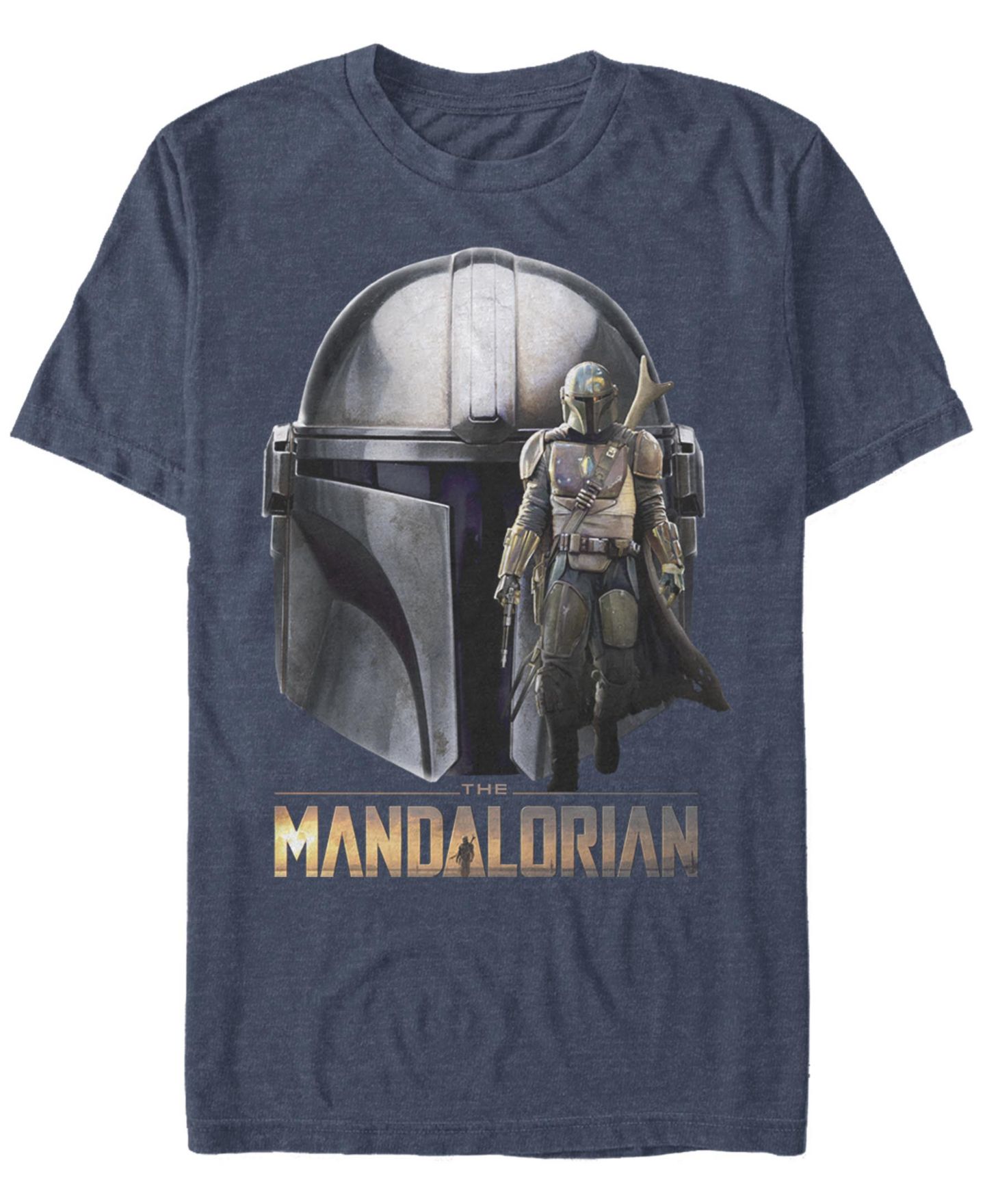Мужская футболка Fifth Sun Star Wars Mandalorian Mando Head Short Sleeve, цвет: Тёмно-синий меланжевый — фото 1