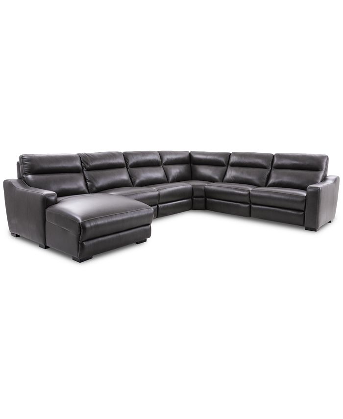 Furniture Gabrine 6Pc. Leather Sectional with 2 Power Headrests