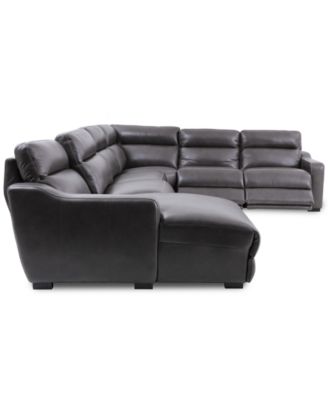 Gabrine 6-Pc. Leather Sectional with 3 Power Headrests and Chaise