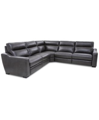 Gabrine 5-Pc. Leather Sectional with 3 Power Headrests