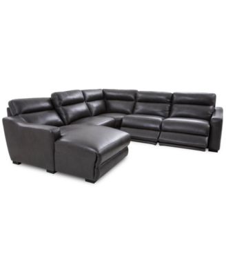 Gabrine 5-Pc. Leather Sectional with 2 Power Headrests and Chaise