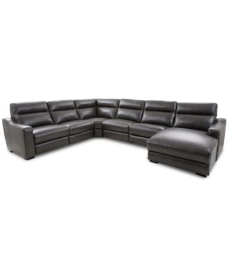 Gabrine 6-Pc. Leather Sectional with 3 Power Headrests and Chaise