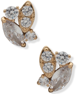image of Anne Klein Gold-Tone Crystal Cluster Button Earrings