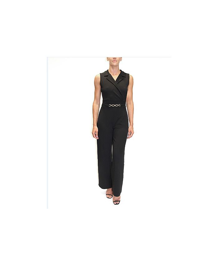 Almost Famous Juniors Belted Detail Sleeveless Jumpsuit Macy s