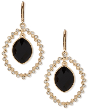 image of Anne Klein Gold-Tone Black Stone Orbital Earrings