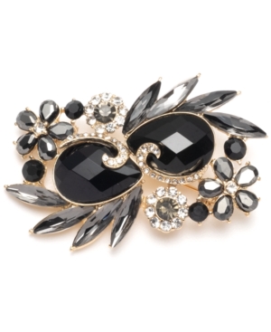 image of Anne Klein Gold-Tone Black Stone Cluster Boxed Pin