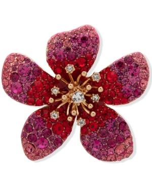 image of Anne Klein Gold-Tone Red Stone Flower Boxed Pin