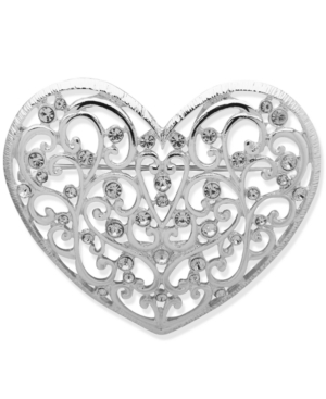 image of Anne Klein Silver-Tone Openwork Heart Boxed Pin