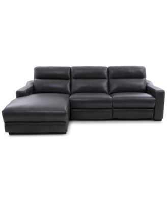 Gabrine 3-Pc. Leather Sectional with 2 Power Headrests & Chaise, Created for Macy's