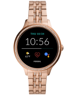 image of Fossil Women-s Gen 5E Rose Gold-Tone Stainless Steel Bracelet Touchscreen Smart Watch 42mm