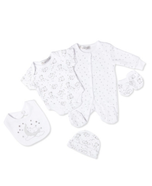 Bonjour Bebe Baby Boys And Girls Bear 5 Piece Velour Layette Gift Set In White Modesens