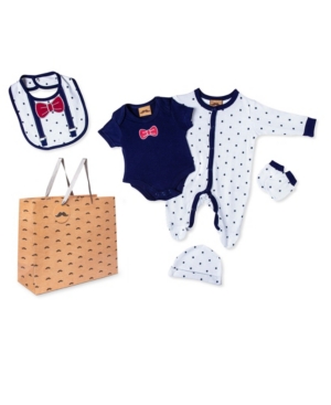 My Little Gent Baby Boys Bowtie Footie 5 Piece Layette Gift Set