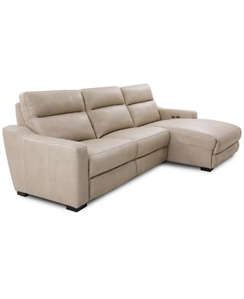 Furniture - Gabrine 3-Pc. Leather Sectional with 1 Power Headrest and Chaise