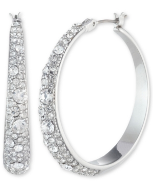 image of Givenchy Scattered Crystal Medium Hoop Earrings, 1.3