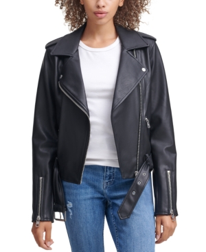 Calvin Klein Jeans Belted Faux-Leather Moto Jacket