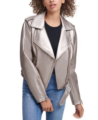 calvin klein faux leather moto jacket