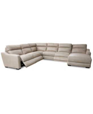 Gabrine 6-Pc. Leather Sectional with 3 Power Headrests and Chaise, Created for Macy's