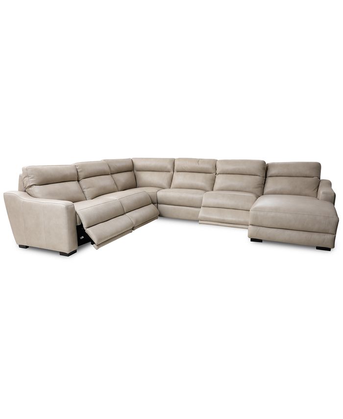 Furniture Gabrine 6Pc. Leather Sectional with 3 Power Headrests and