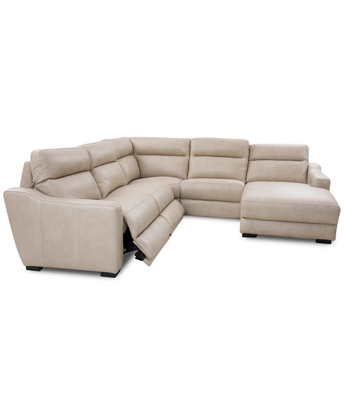 Furniture Gabrine 5Pc. Leather Sectional with 2 Power Headrests and