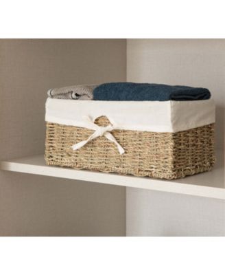 Vintiquewise Seagrass Shelf Basket Lined with Lining