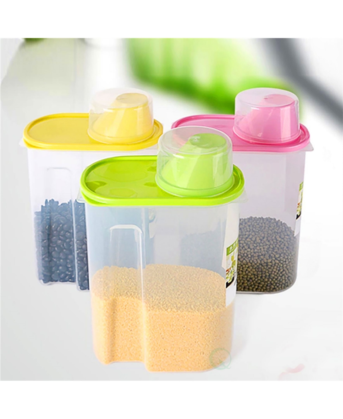 Vintiquewise Large Bpa-Free Plastic Food Saver, Kitchen Food Cereal Storage Containers with Graduated Cap, Set of 3