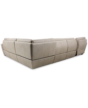 Furniture - Gabrine 6-Pc. Leather Sectional with 3 Power Headrests and Chaise
