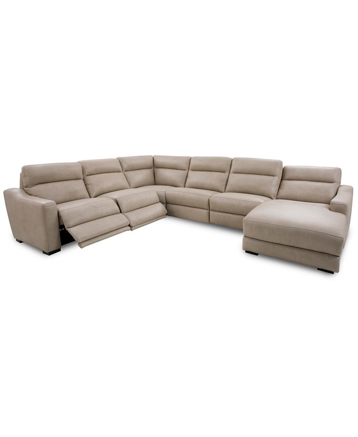 Furniture Gabrine 6Pc. Leather Sectional with 2 Power Headrests