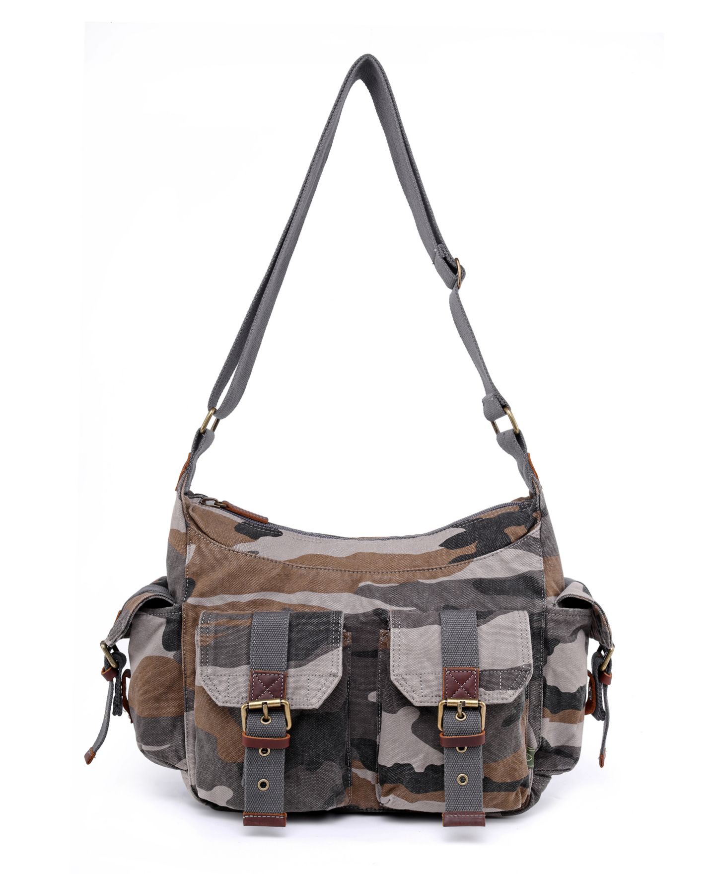 Женская сумка TSD BRAND Camo Canvas Messenger, цвет: Серый — фото 13